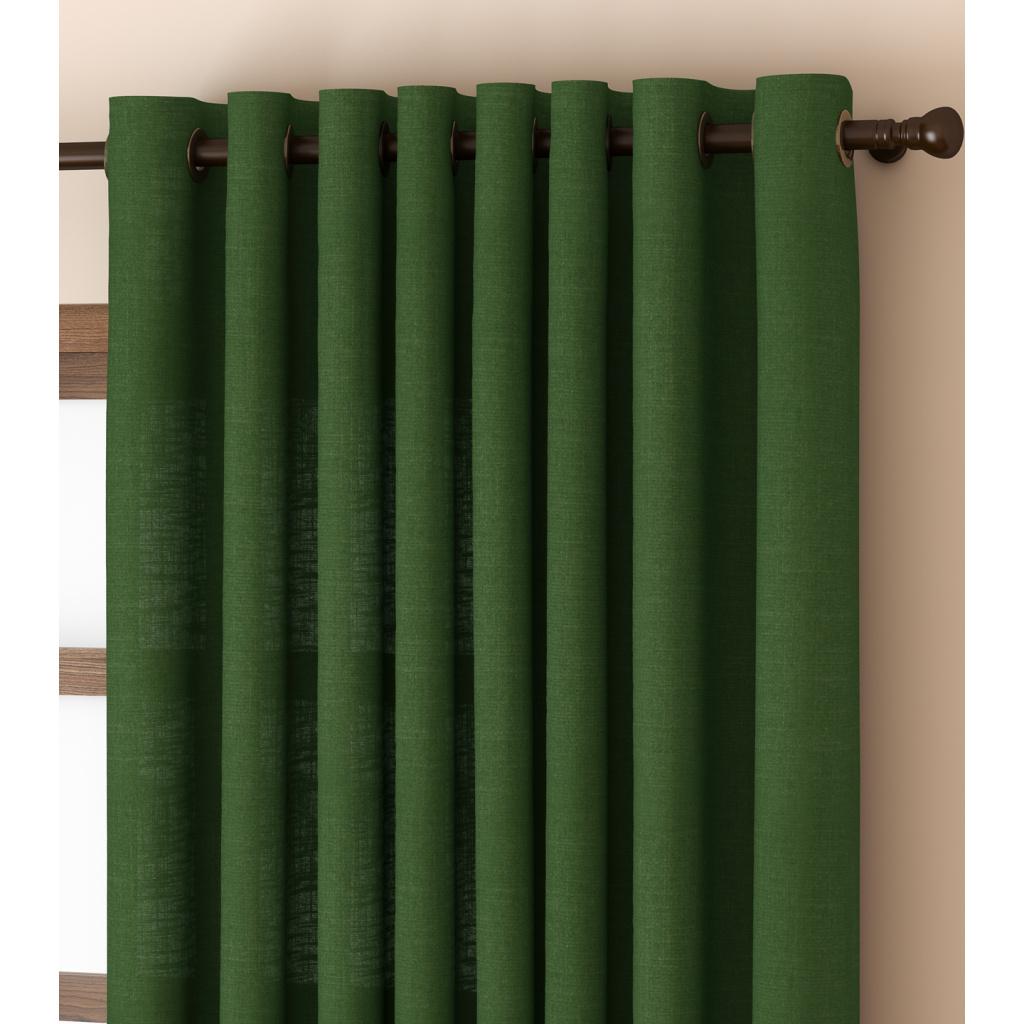5 Feet Height Eyelet Pleat Cotton Linen Curtains Green set of 2