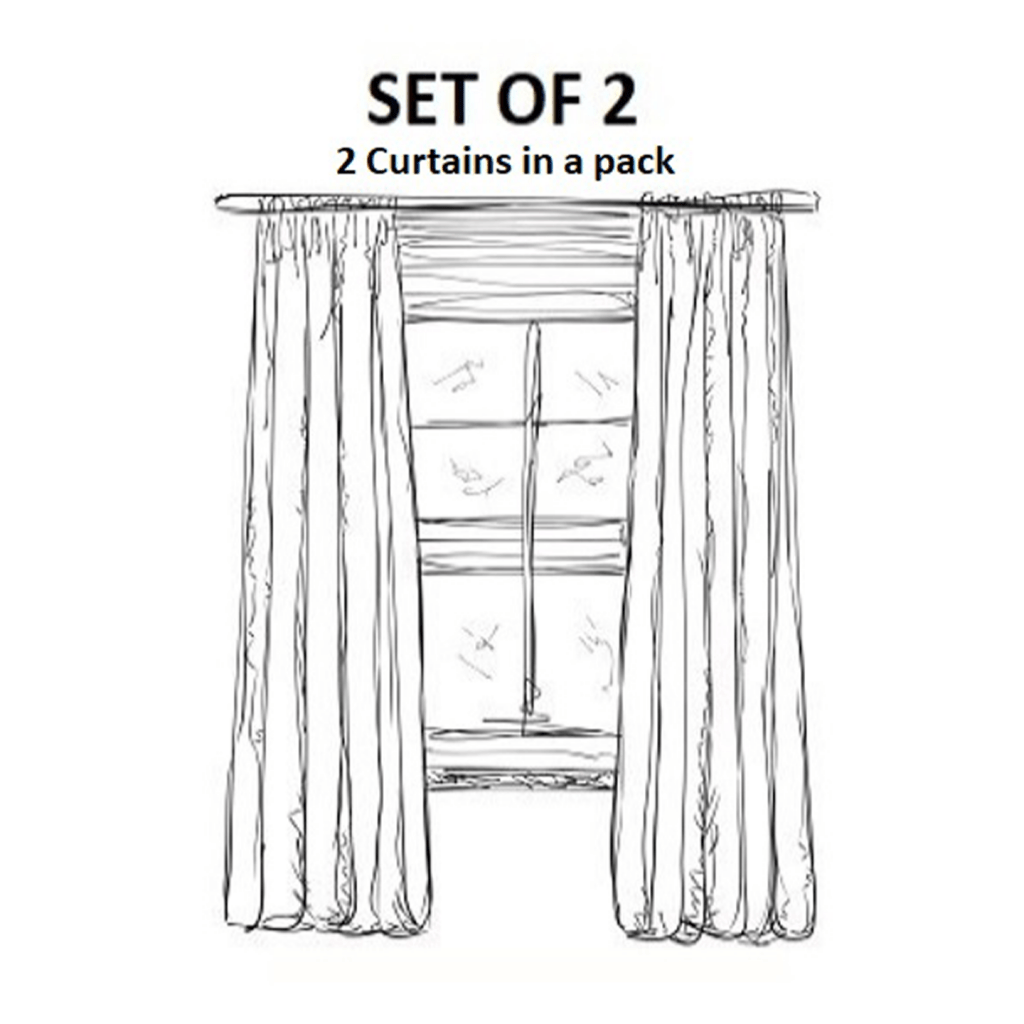 Giada Curtains Self Textured Brushed look Fabric Set of 2 Curtain