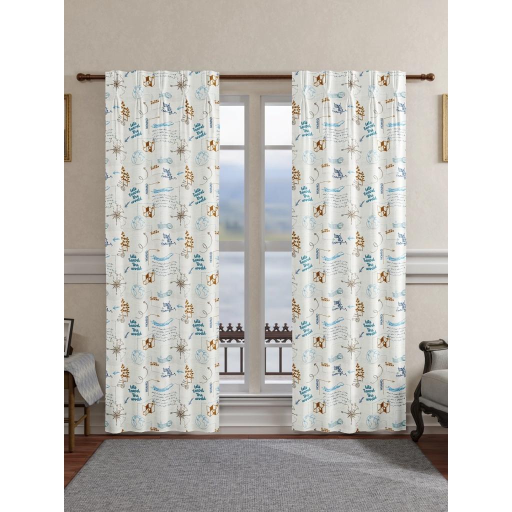 Travel Blog Curtains - Kids Printed Fabric - Set of 2 - Curtain Label
